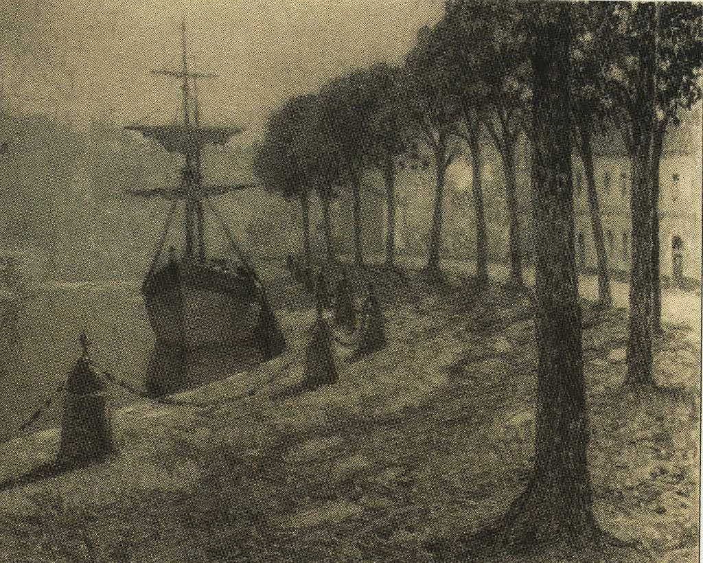 Henri Le Sidaner - Gli alberi sul molo
